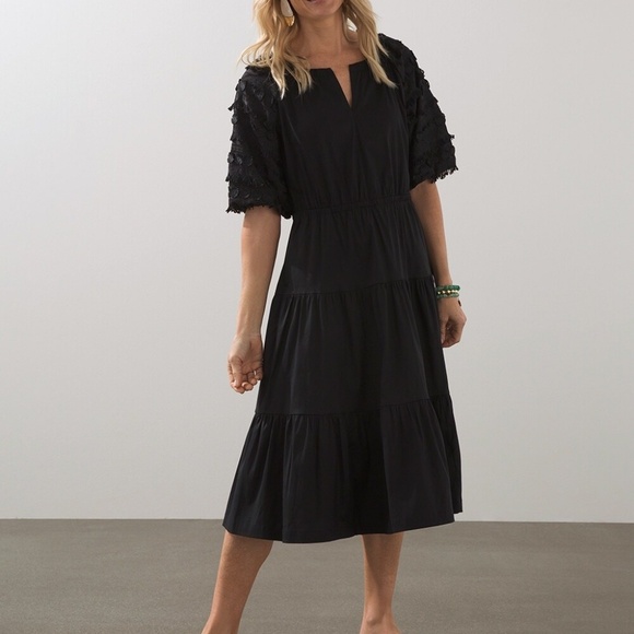 Poplin Fringe Puff Sleeve Dress - EUC - Picture 4 of 4